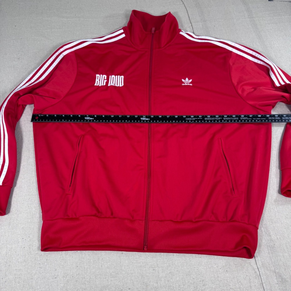 Adidas Track Jacket Mens 2XL Red Big Loud Records Trefoil Full Zip Striped - Picture 8 of 8